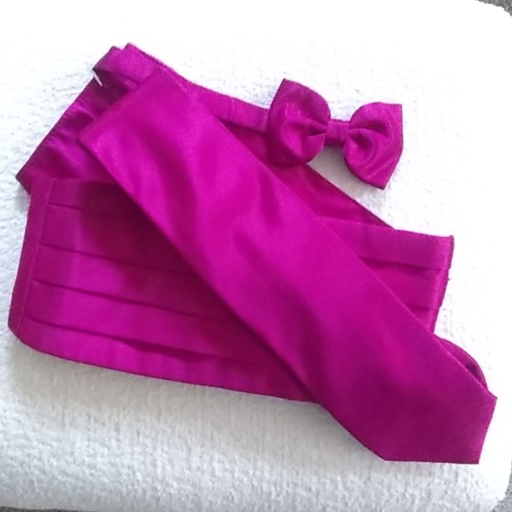 fuchsia satin cummerbund set
